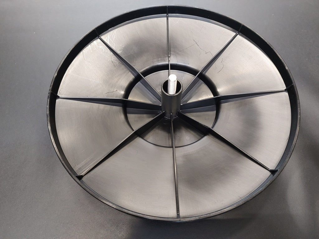 Top cap, for frame in RAL 8019 and 7016, (since 2009), colour black, made of flexible plastic with moulded-in M10-screw which is undetachable, outer Ø 280 mm.