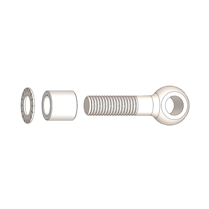 Eye bolt M10 x 45 mm, Spacer for eye bolt, Lock washer S.