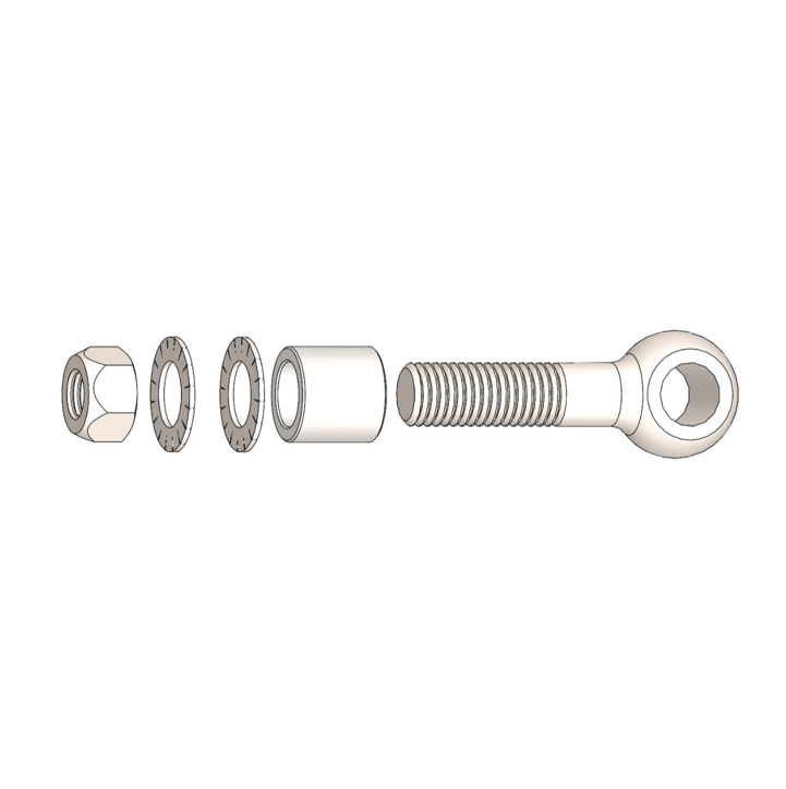 Eye bolt M10 x 40 mm, Hex nut, self-locking M10, Spacer for eye bolt, Lock washer S.