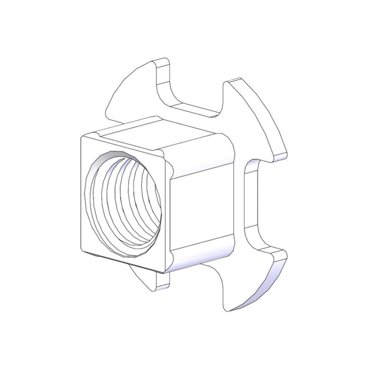 Spindle nut, for spindle made of aluminium, (since approx. 2009), plastic white, square 40 x 40 mm, for support pole ø 76 mm, for SCHATTELLO.