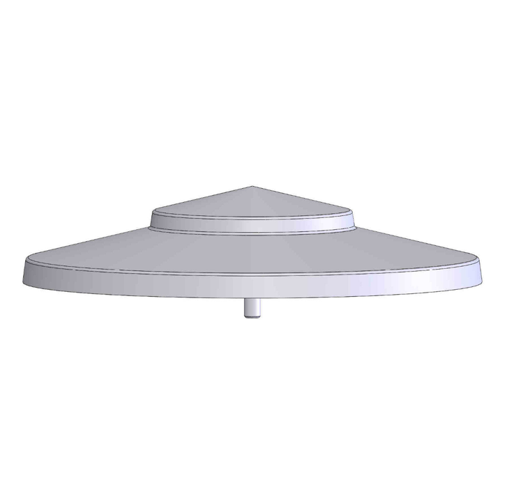Top cap, for frame in RAL 8019 and 7016, (since 2009), colour black, made of flexible plastic with moulded-in M10-screw which is undetachable, outer Ø 280 mm.