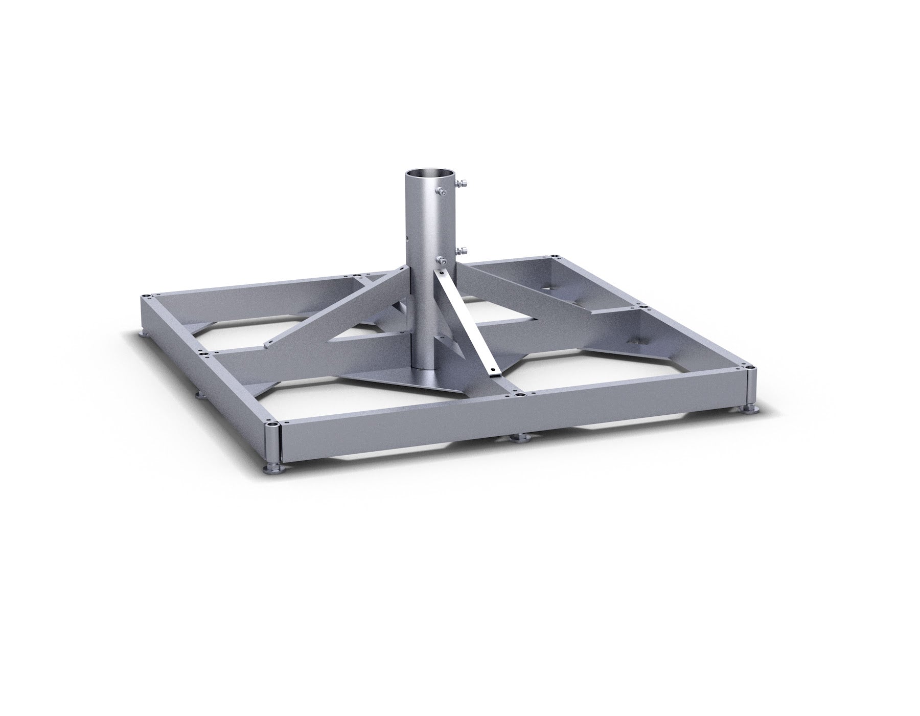 Full frame pedestal ALBATROS with levelling screws, 112 x 112 cm, galvanised, without slabs, incl. theft pin.