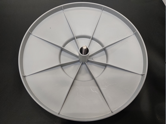 Top cap, for frame in RAL 9006, (since 2009), colour grey, made of flexible plastic with moulded-in M10-screw which is undetachable, outer Ø 280 mm.