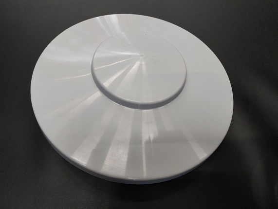 Top cap, for frame in RAL 9006, (since 2009), colour grey, made of flexible plastic with moulded-in M10-screw which is undetachable, outer Ø 280 mm.