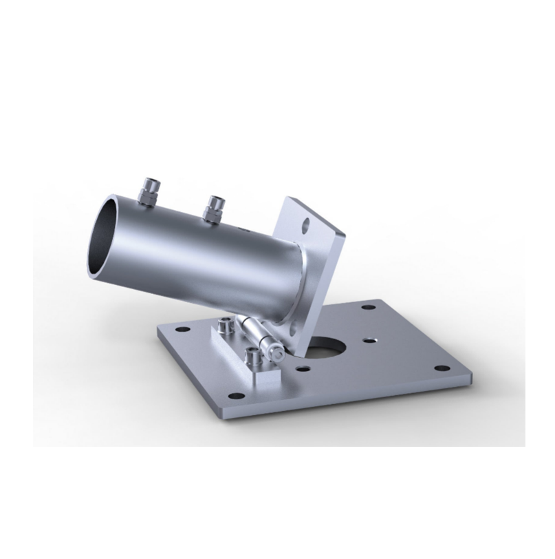 Dowel-anchored plate SCHATTELLO with upper part SZ150, with placement hinge, mounted at ground level, galvanised, base plate: 260 x 275 x 12mm, incl. installation instructions, also online at https://may.ag/SZ131_en.pdf