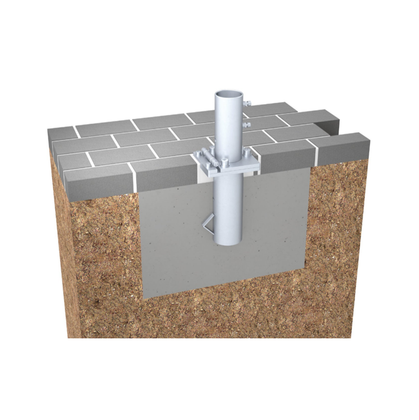 Anchor tube SCHATTELLO, with placement hinge, screw-off upper part, 2-part, galvanised, incl. top plate for winter protection, incl. installation instructions, also online at https://may.ag/SZ150_en.pdf