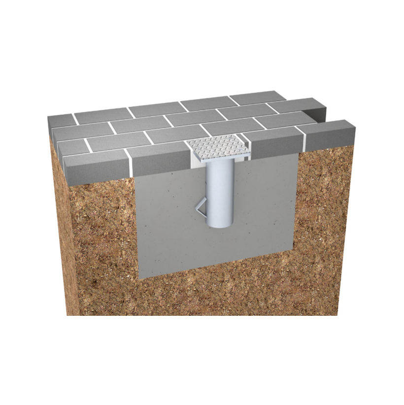 Anchor tube SCHATTELLO, with placement hinge, screw-off upper part, 2-part, galvanised, incl. top plate for winter protection, incl. installation instructions, also online at https://may.ag/SZ150_en.pdf