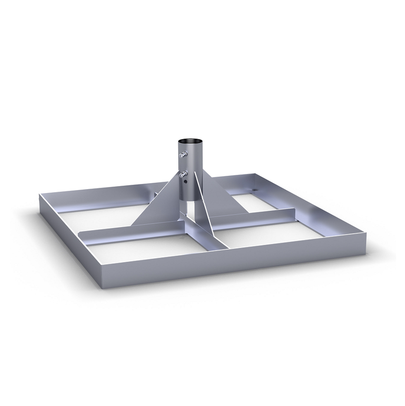 Full frame pedestal SCHATTELLO, 94 x 94 cm, British Version, for concrete slabs 45 x 45 x 5 cm, galvanised, without concrete slabs.